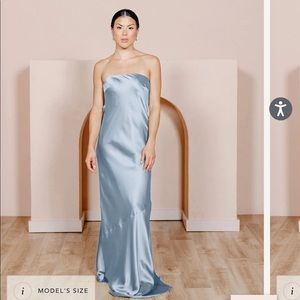Revelry Satin strapless dress in French Blue